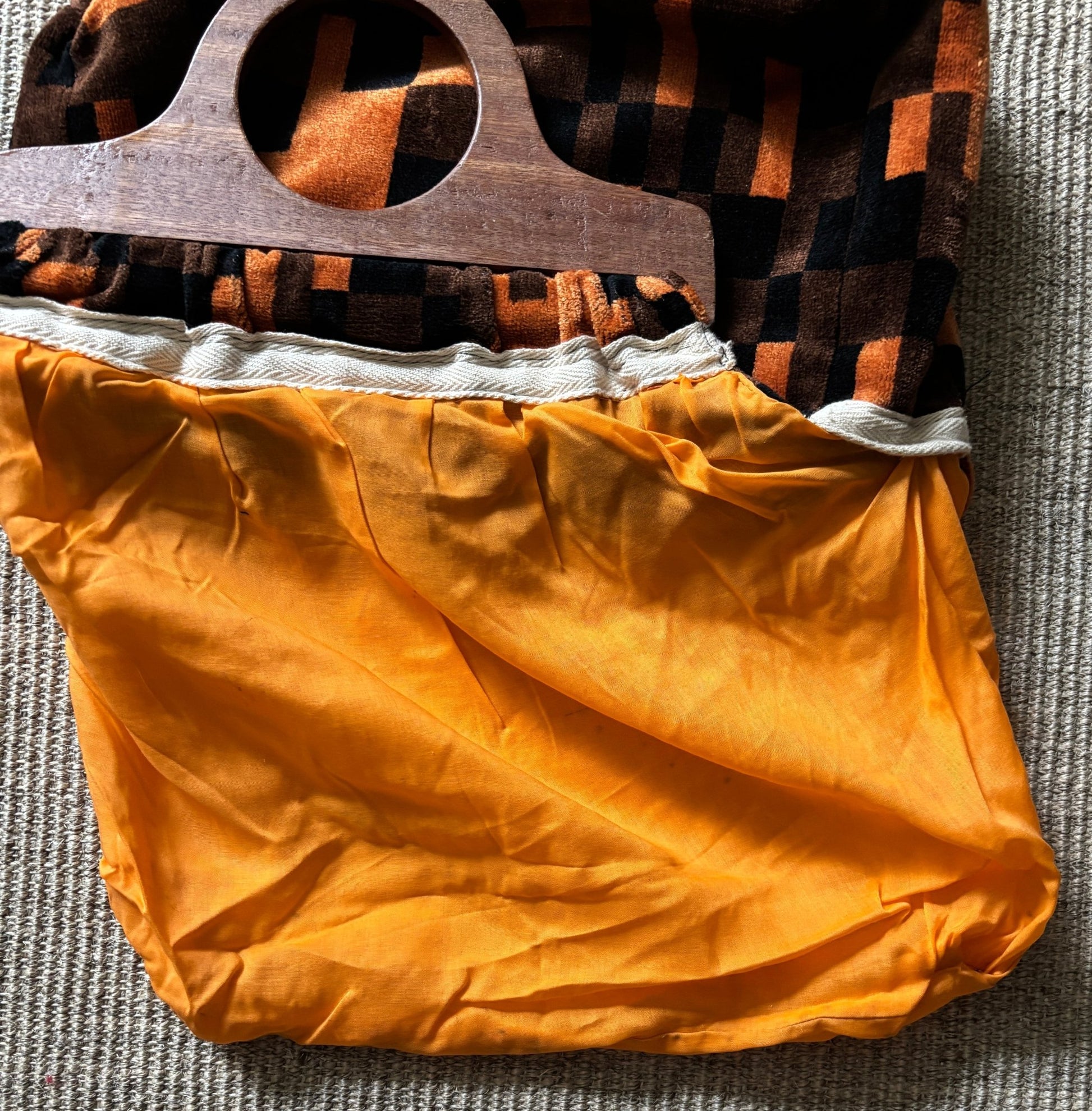 Vintage Boho Orange Brown Top Handle Purse