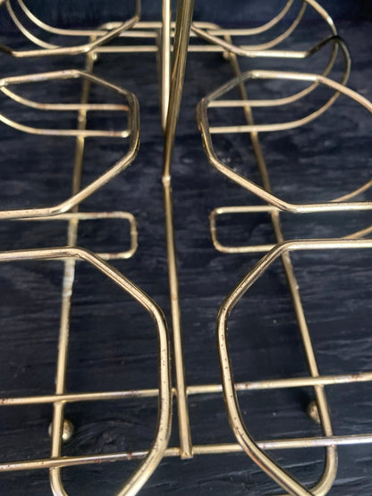 Vintage Brass Drink Glasses Carrier Caddy