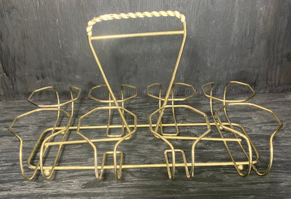 Vintage Brass Drink Glasses Carrier Caddy