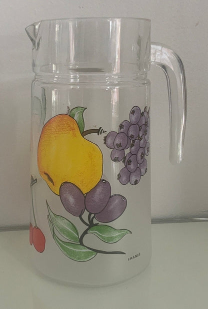 Vintage Dartington France Frosted Fruit Glasses and Pitcher