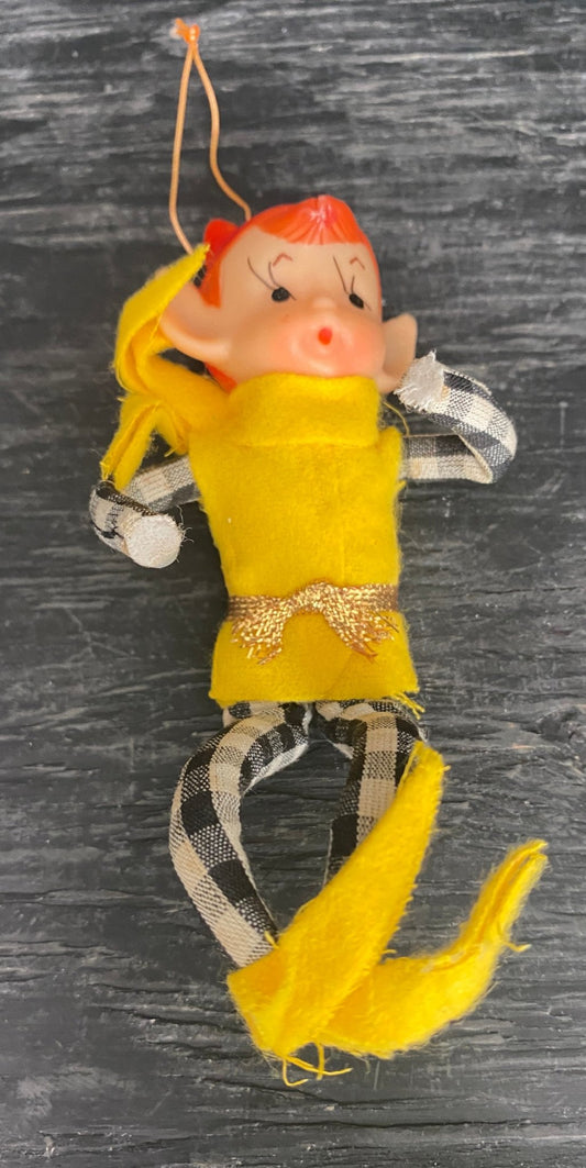 Vintage Elf on a Shelf Felt Pixie Christmas Ornament