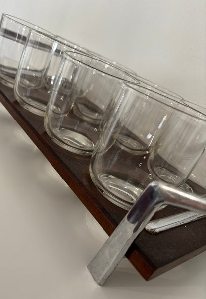 Vintage Eva Zeisel Teak Barware Glasses Set