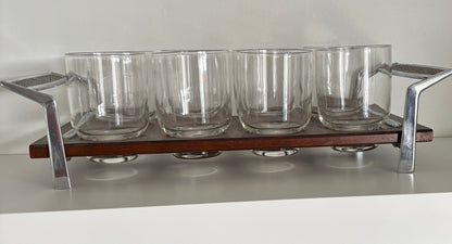 Vintage Eva Zeisel Teak Barware Glasses Set