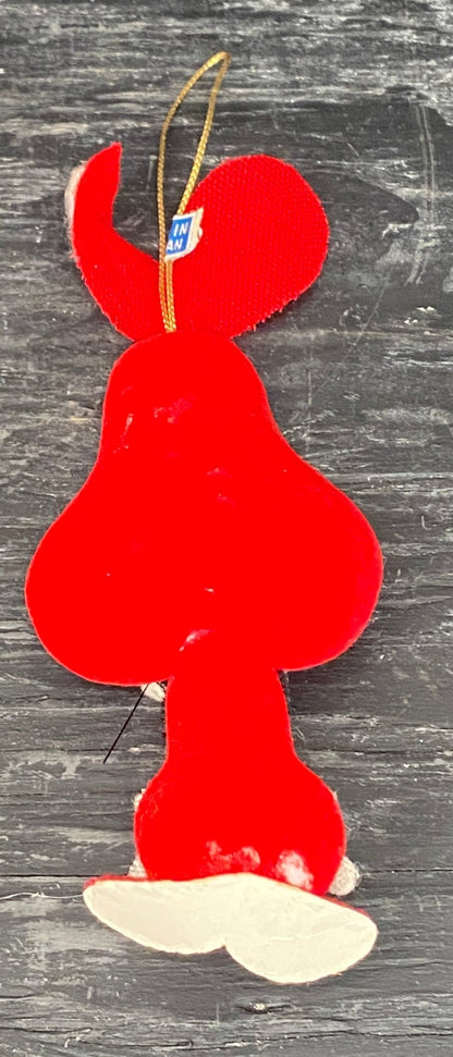 Vintage Flocked Felt Bunny Rabbit Christmas Ornament