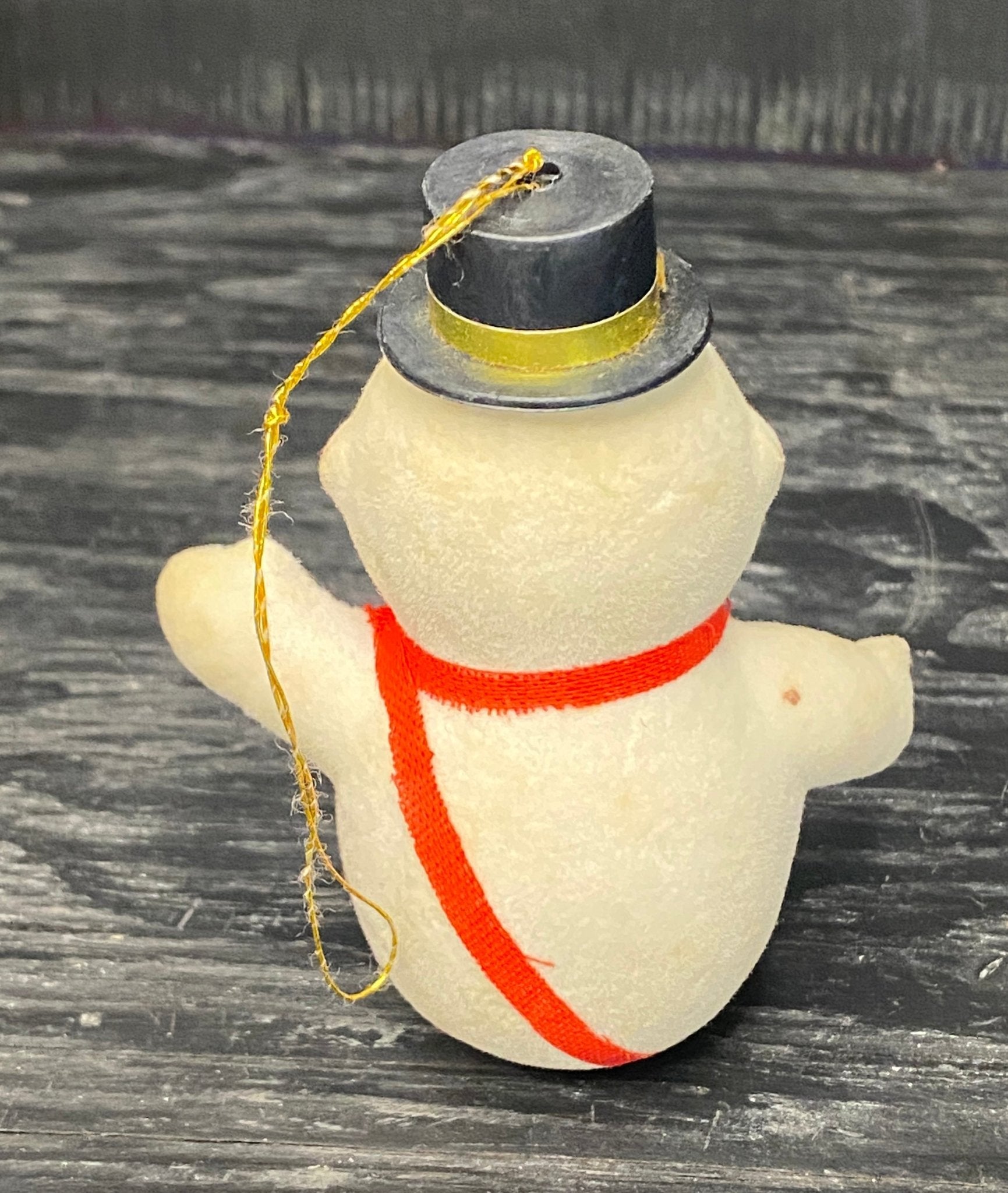 Vintage Flocked Felt Frosty Snowman Ornament