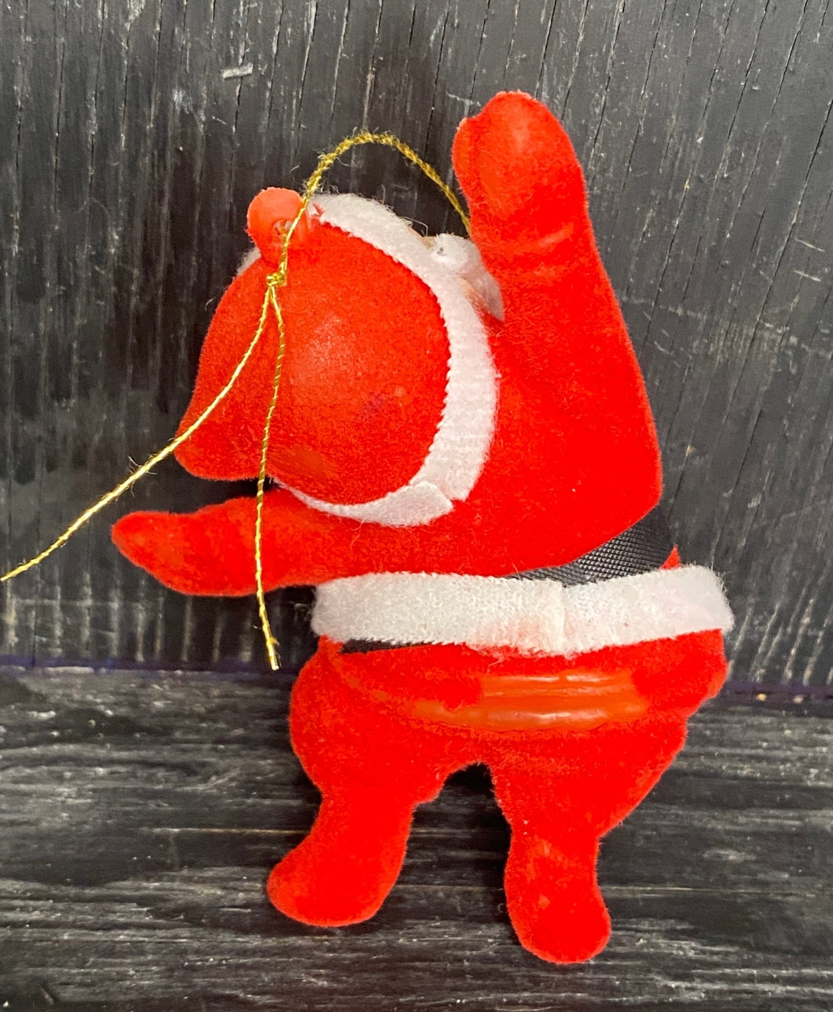 Vintage Flocked Felt Santa Christmas Ornament