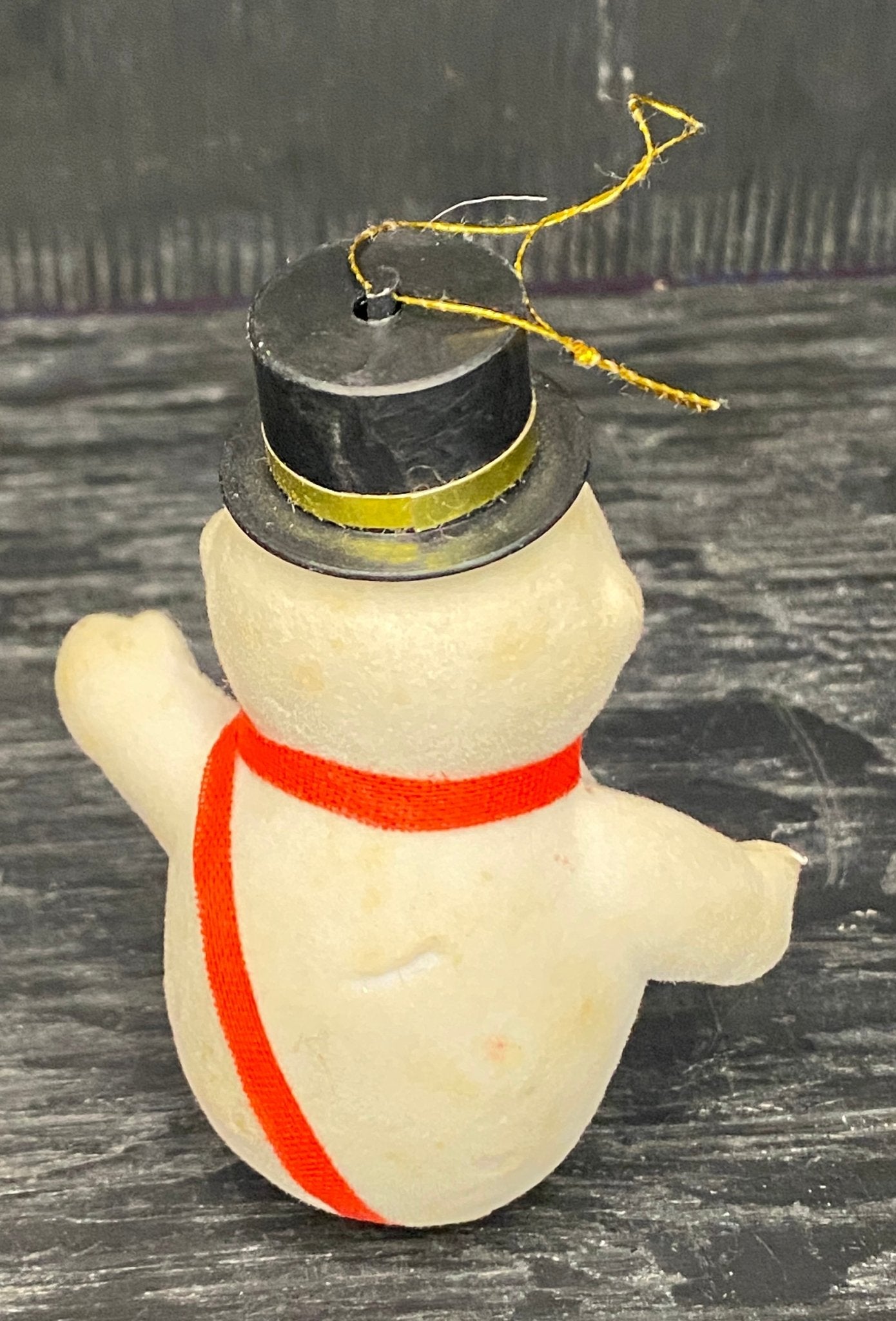 Vintage Flocked Felt Snowman Christmas Ornament