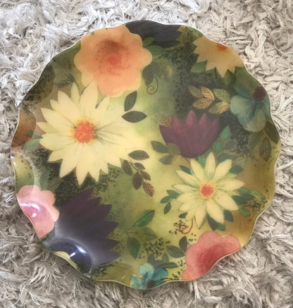 Vintage Flower Pattern Fab Serving Platter