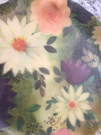 Vintage Flower Pattern Fab Serving Platter