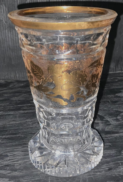 Vintage French Crystal Gold Vase