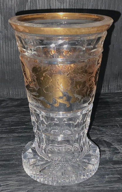 Vintage French Crystal Gold Vase
