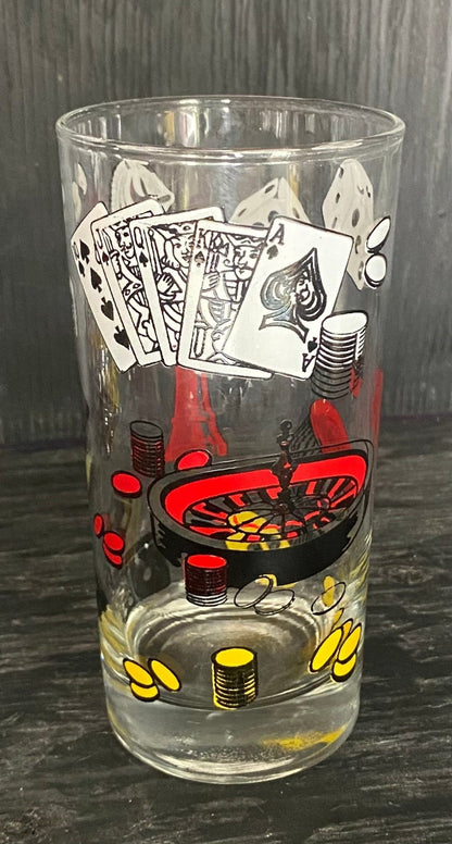 Vintage Game Night Casino Poker Ice Bucket and Drink Glasses