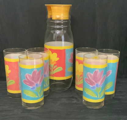 Vintage Gardenia Luminarc Arc France Pitcher and Glasses Set