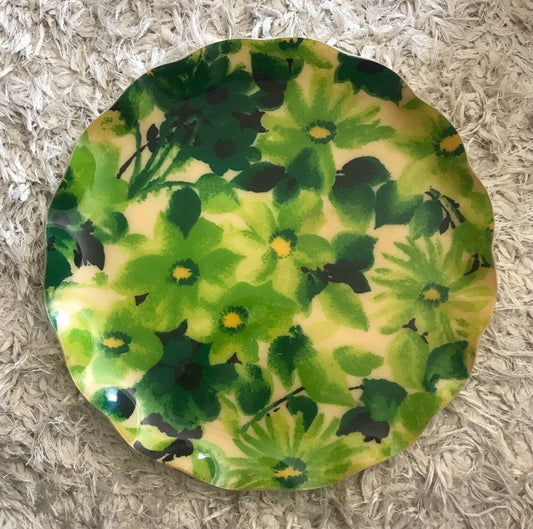 Vintage Green Floral Pattern Fab Serving Platter
