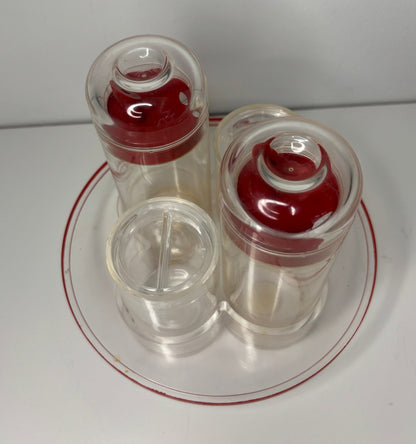 Vintage Guzzini Red Cruet Set