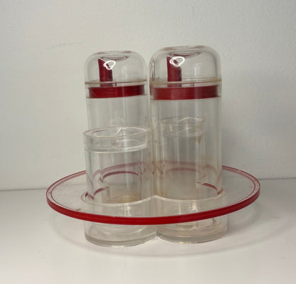 Vintage Guzzini Red Cruet Set
