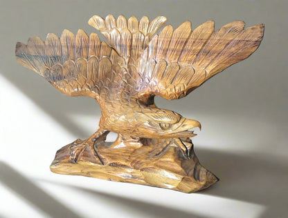 Vintage Hand Carved Wooden Eagle Sculpture Tramp Art