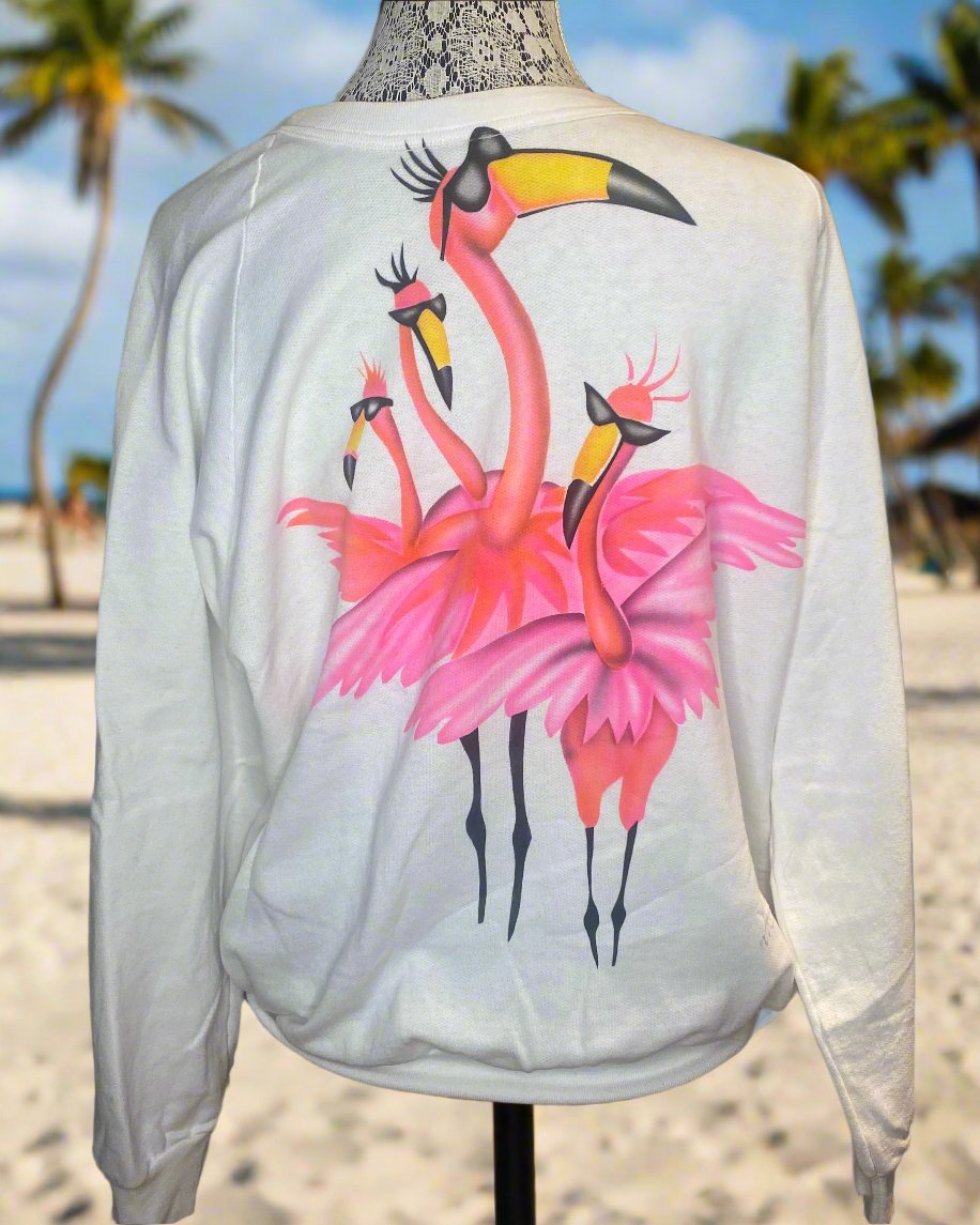 Vintage Hand Painted Pink Flamingo Sweatshirt Adult Medium - HLJ at HomeVintage Hand Painted Pink Flamingo Sweatshirt Adult MediumPulloverHampstead House