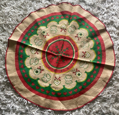 Vintage Heart Theme Jute Round Tablecloth