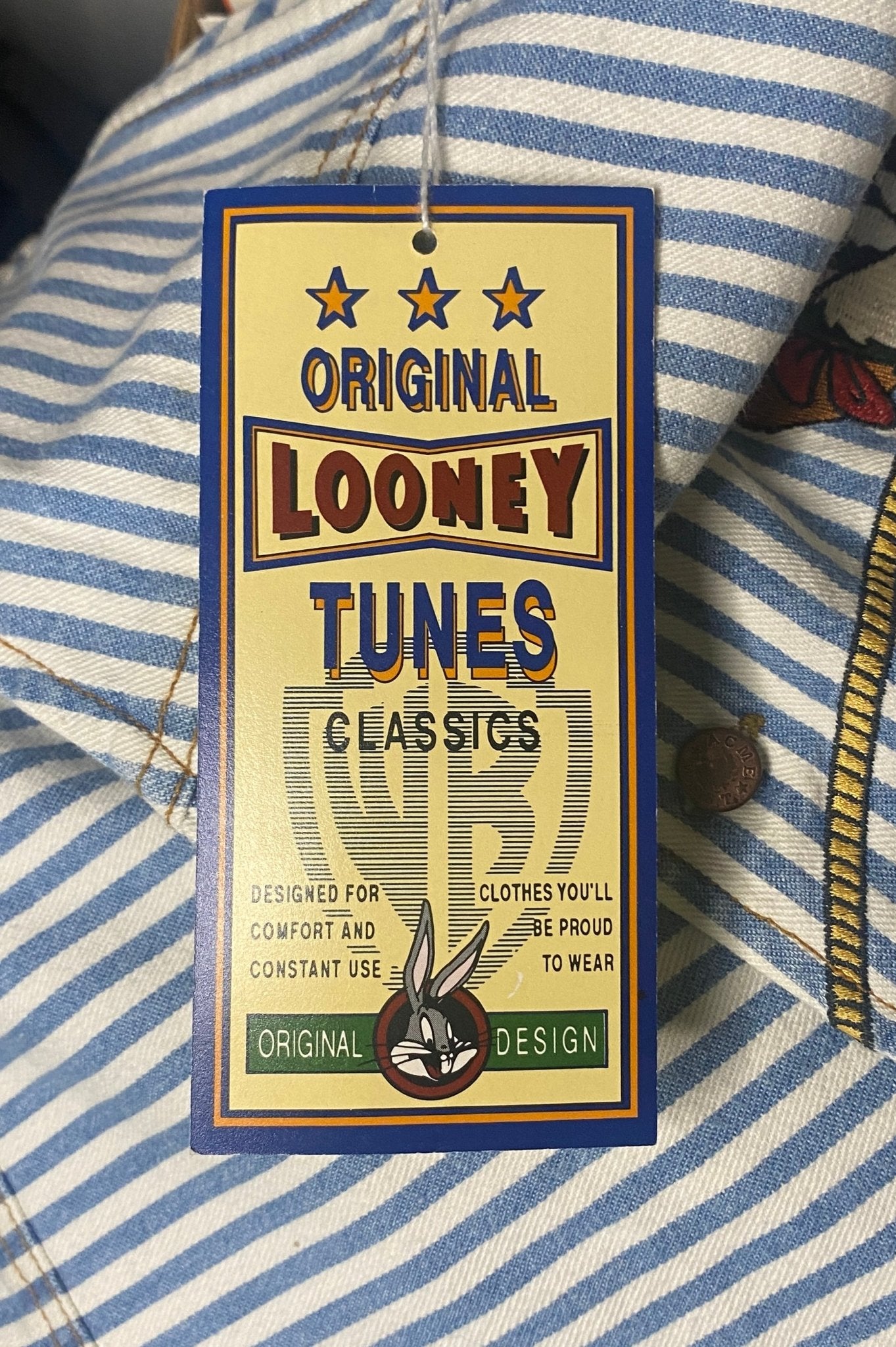 Vintage Looney Tunes Bugs Bunny Taz Western Rodeo Striped Vest - HLJ at HomeVintage Looney Tunes Bugs Bunny Taz Western Rodeo Striped VestLooney TunesWarner Brothers