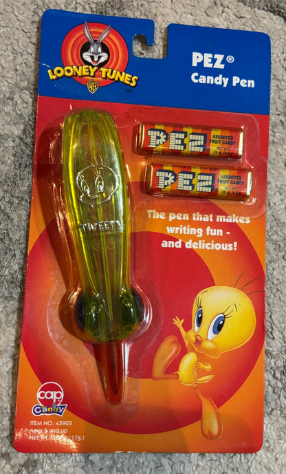 Vintage Looney Tunes Pez Candy Pen Dispensers shaped like a pen