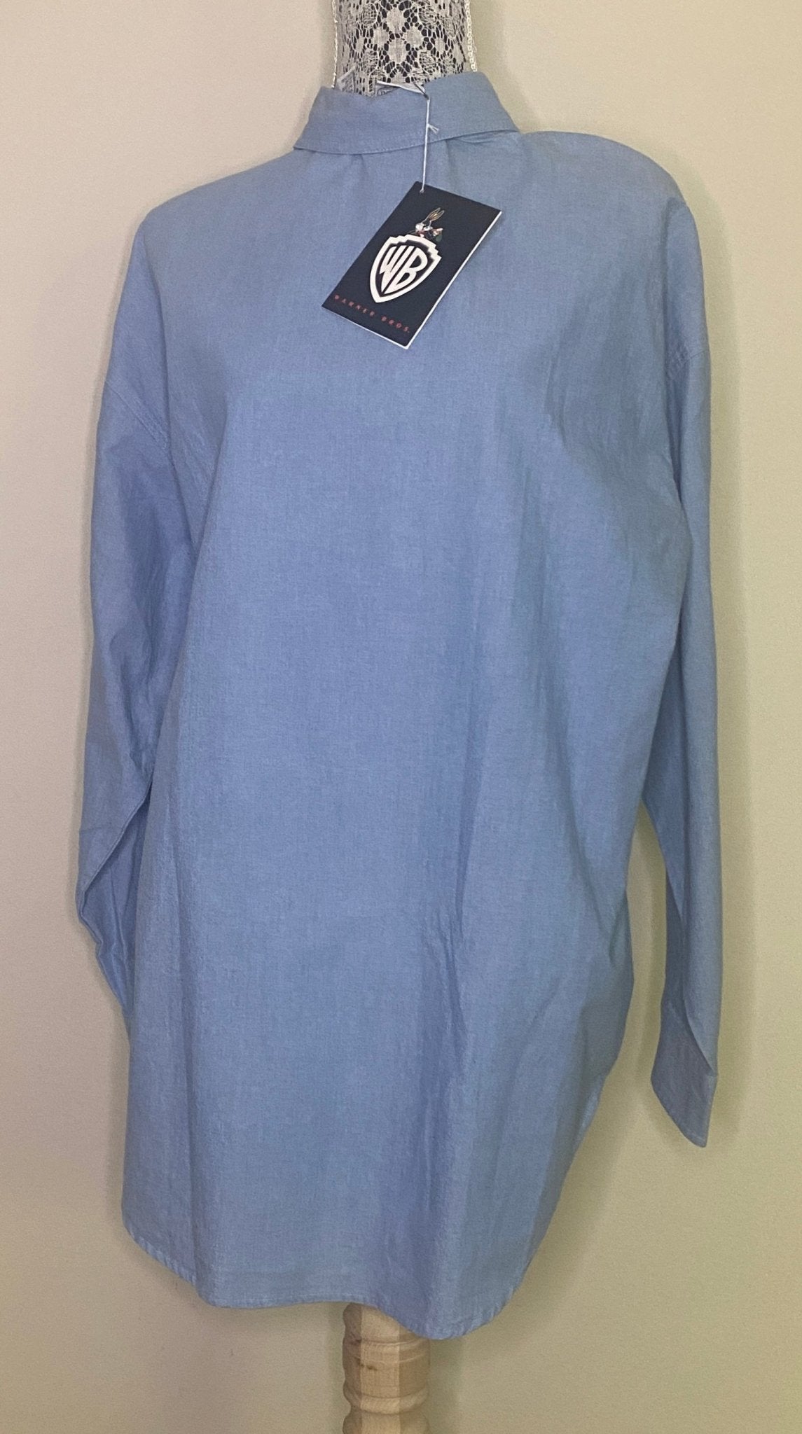 Vintage Looney Tunes Sports Characters Long Sleeve Denim Shirt