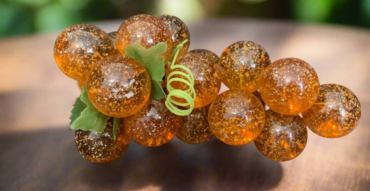 Vintage Lucite Acrylic Amber Orange Grape Cluster