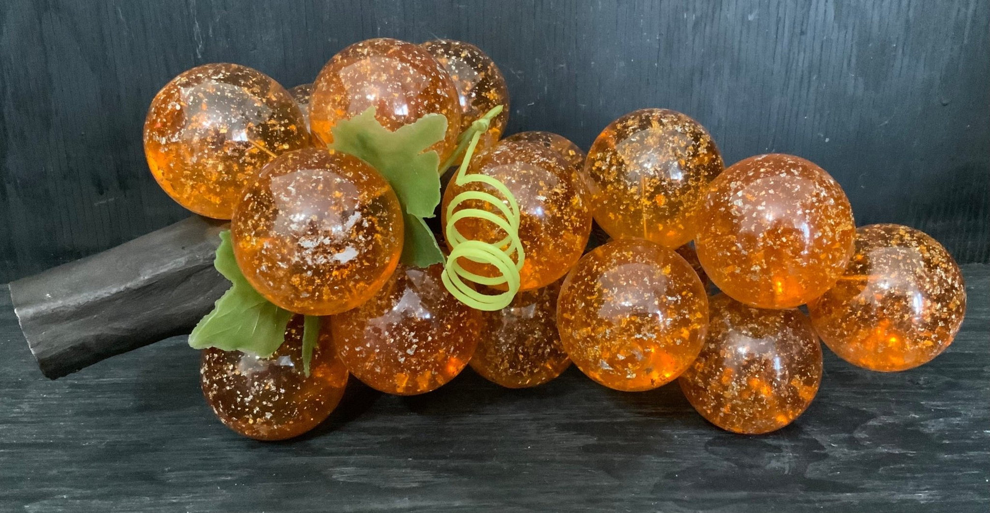 Vintage Lucite Acrylic Amber Orange Grape Cluster