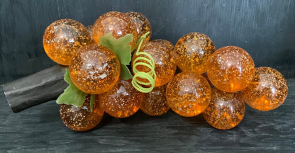 Vintage Lucite Acrylic Amber Orange Grape Cluster