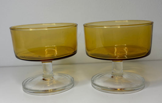 Vintage Luminarc Amber Yellow Sundae Glasses set of 2 - HLJ at HomeVintage Luminarc Amber Yellow Sundae Glasses set of 2Sundae GlassesLuminarc