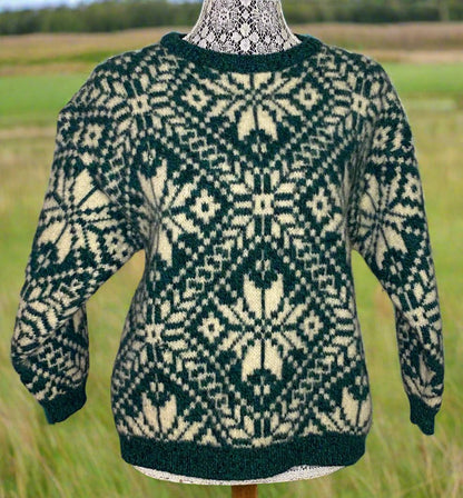 Vintage Made in Italy Benetton Green Fair Isle Wool Sweater