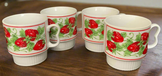Vintage Made in Japan Strawberry Tea Cup Set