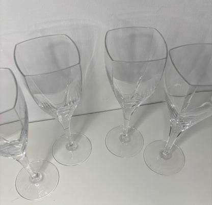 Vintage Mikasa Panache Square Crystal Wine Glasses Set