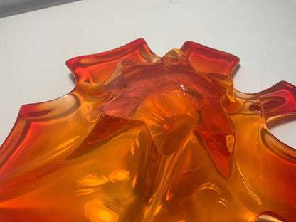 Vintage Murano Maple Leaf Glass Dish Centrepiece