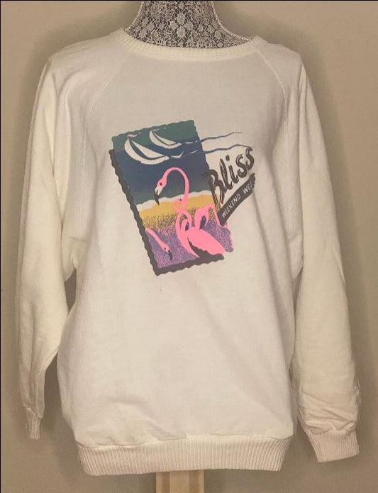 Vintage Non Fiction Bliss Weekend Wear Pink Flamingo Sweatshirt