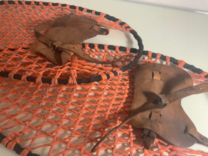 Vintage Pair of Snowshoes with Leather Bindings