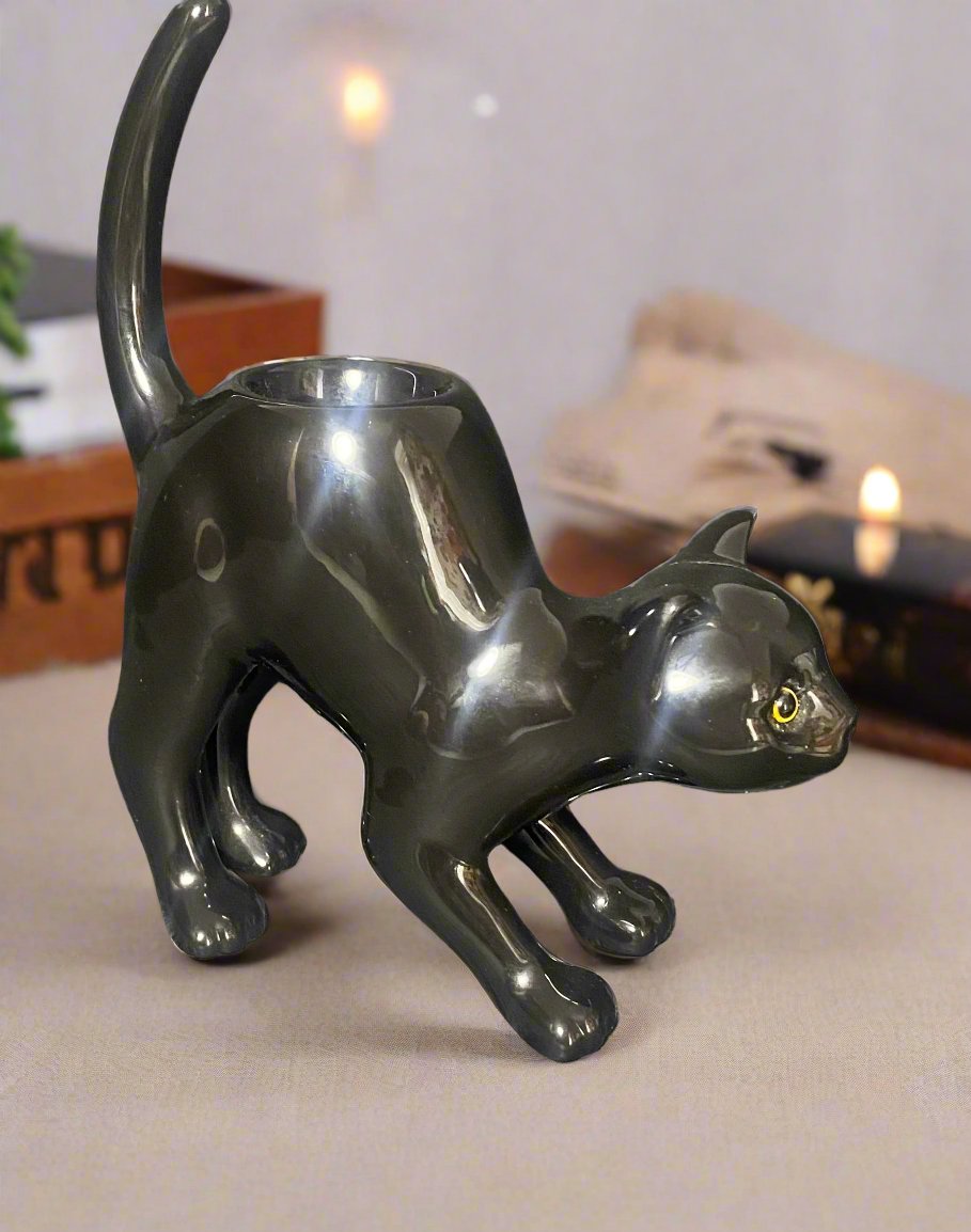 Vintage Partylite Black Cat Tea Light Candle Holder - HLJ at HomeVintage Partylite Black Cat Tea Light Candle HolderVotiveHLJ at Home