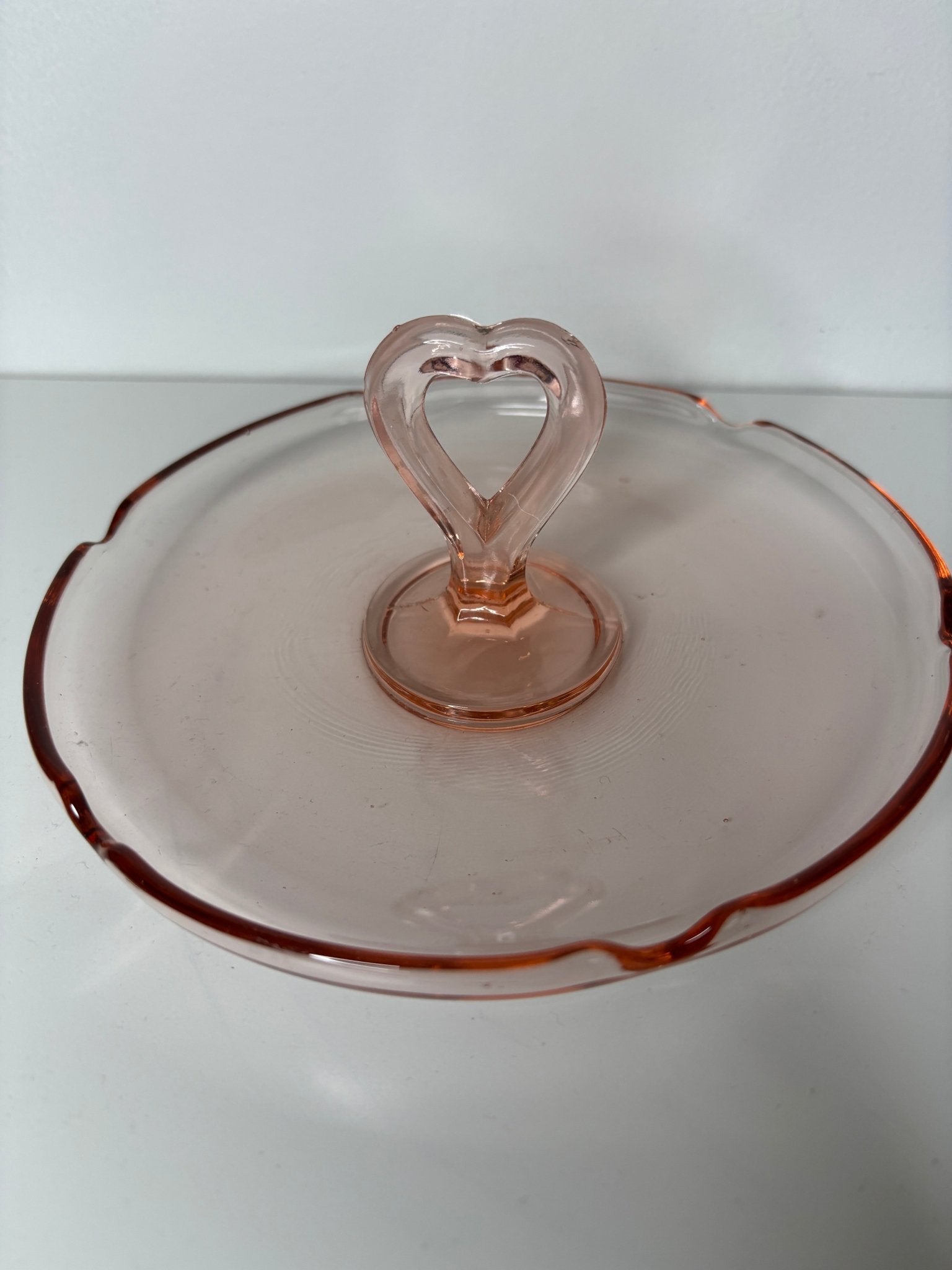 Vintage Pink Depression Glass Heart Ashtray Candy Dish