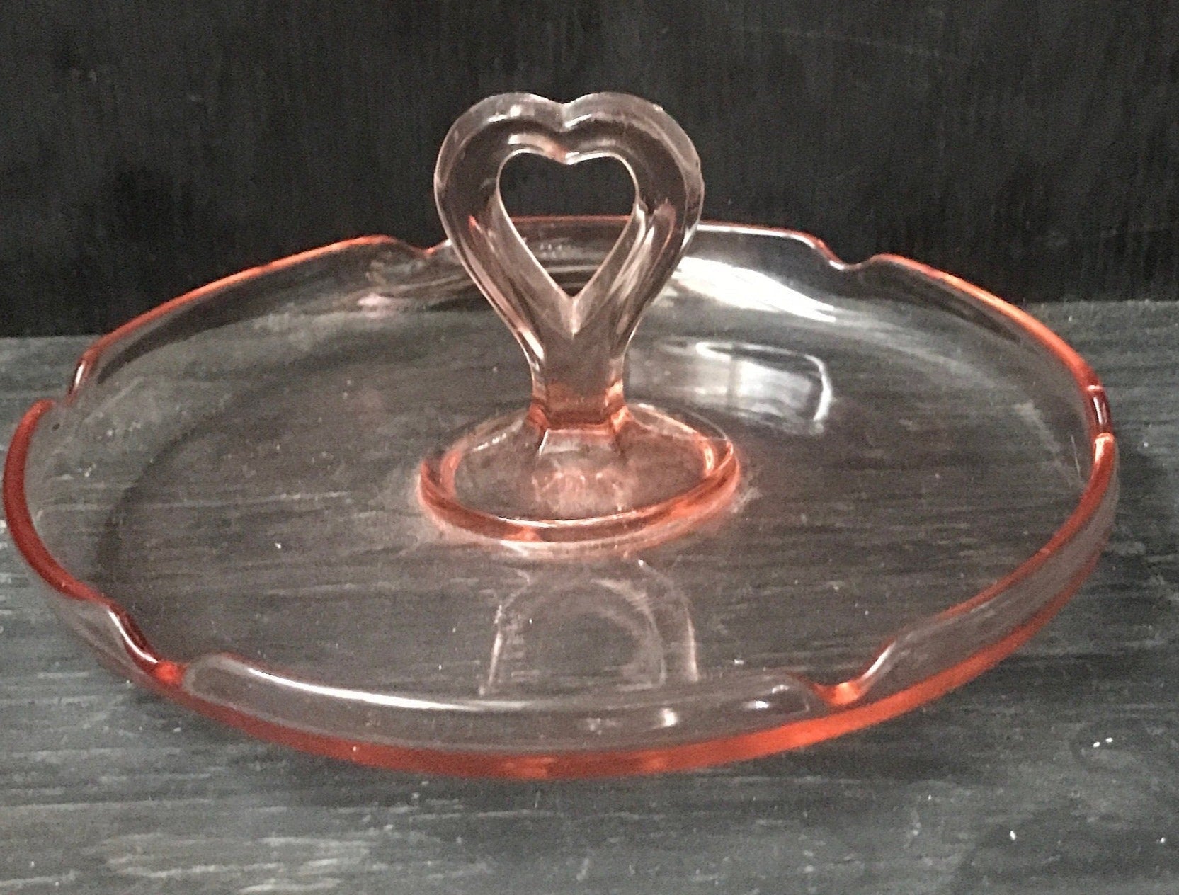 Vintage Pink Depression Glass Heart Ashtray Candy Dish - HLJ at HomeVintage Pink Depression Glass Heart Ashtray Candy DishCandy dishHLJ at Home