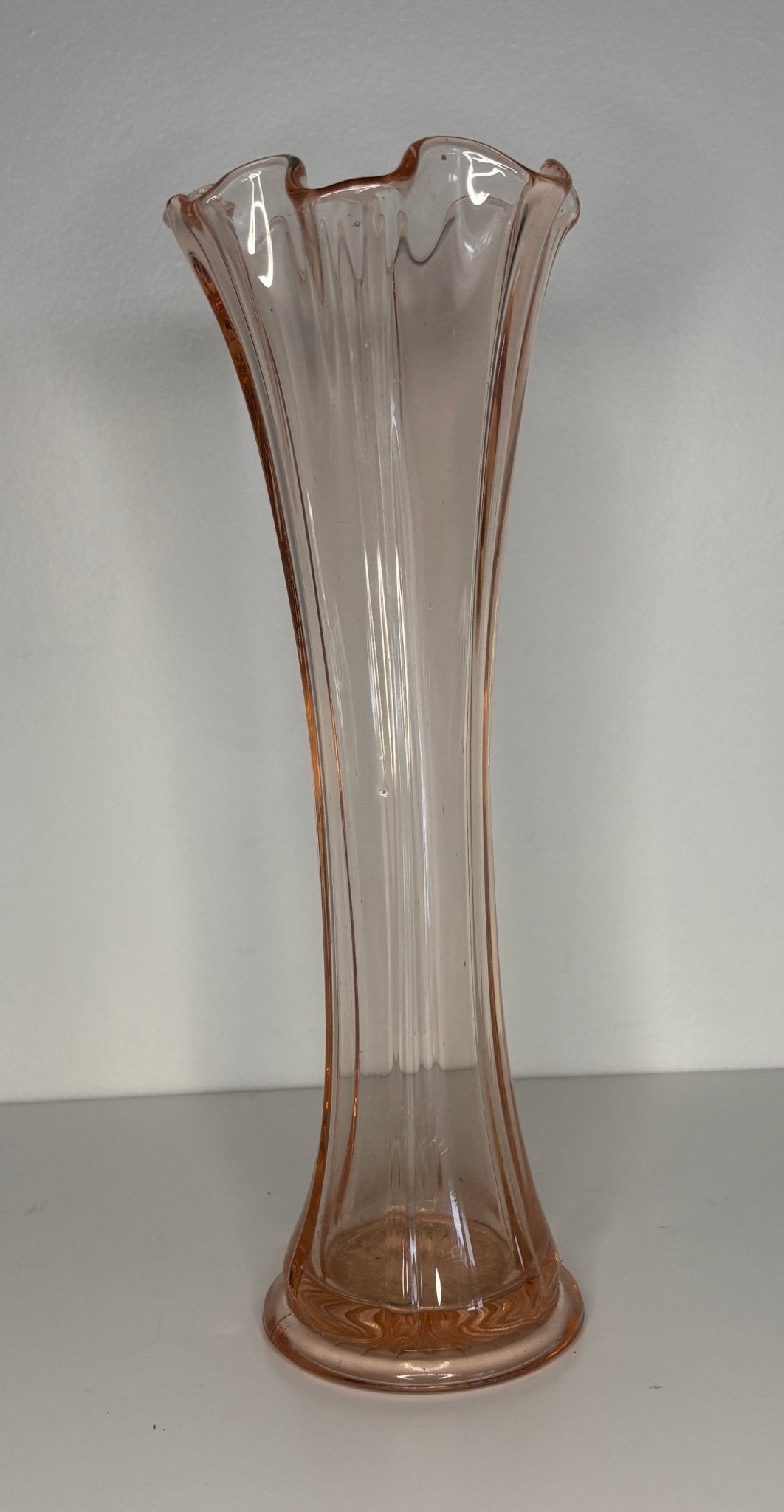 Vintage Pink Depression Glass Swung Vase