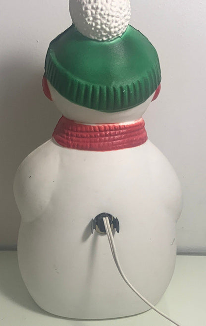 Vintage Plastic Blow Mold Lighted Christmas Snowman