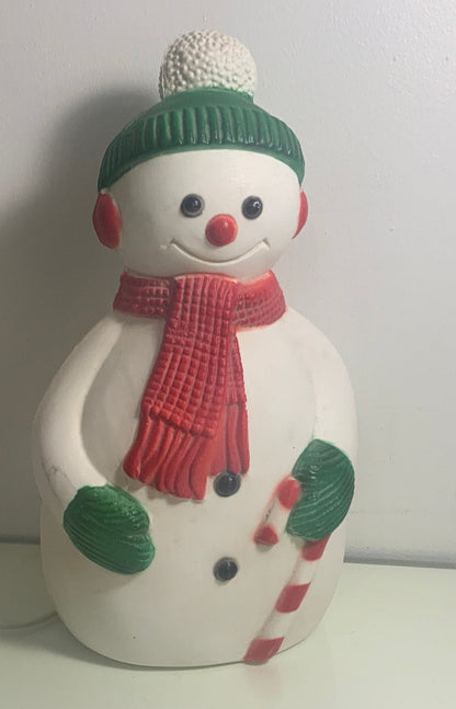 Vintage Plastic Blow Mold Lighted Christmas Snowman