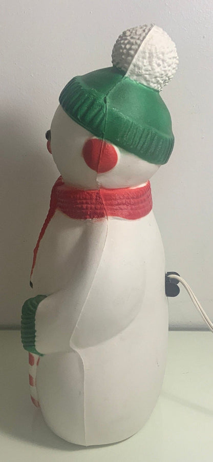 Vintage Plastic Blow Mold Lighted Christmas Snowman
