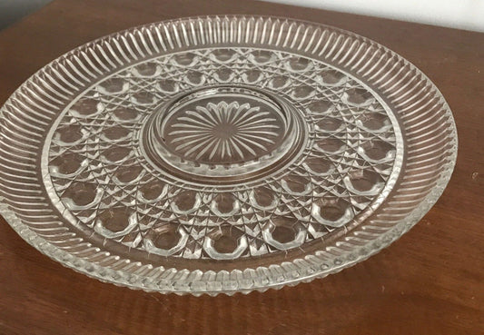 Vintage Pressed Glass Jewel Pattern Serving Plate - HLJ at HomeVintage Pressed Glass Jewel Pattern Serving PlateServing PlateHLJ at Home