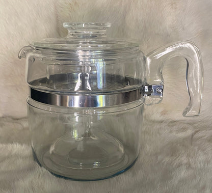 Vintage Pyrex Flameware 7756 6 Cup Glass Coffee Pot