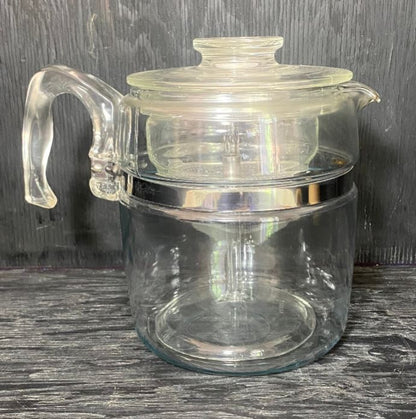 Vintage Pyrex Flameware 7759B 9 Cup Glass Coffee Pot