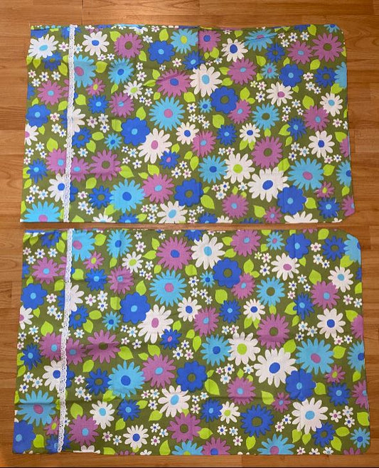 Vintage Retro 1970’s King Size Floral Wabasso Pillowcases