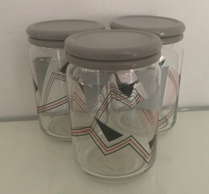 Vintage Retro Geometric Glass Canister Jars set