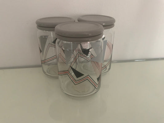 Vintage Retro Geometric Glass Canister Jars set - HLJ at HomeVintage Retro Geometric Glass Canister Jars setGlass ContainerHLJ at Home