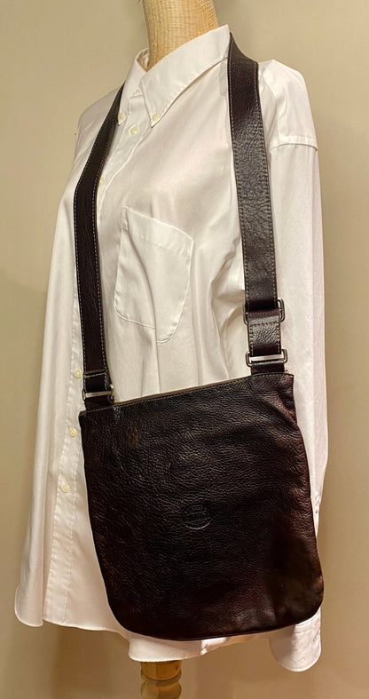 Vintage Roots Dark Brown Raised Leather Crossbody Purse